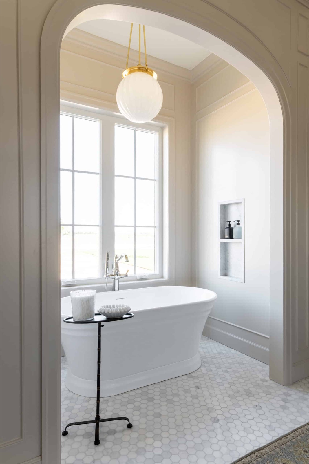 Bright modern bathroom with freestanding tub